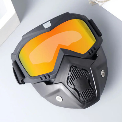 MOBONE Rainbow Safety Goggles Motorcycle Goggles With Detachable Mask Riding Motorcycle Blowtorch  Safety Goggle(Free-size)
