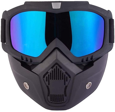 KGMZONE Goggle Mask Anti Scratch UV Protective Face Detachable Mouth Filter for Cycling Bike Off Road Racing Ride Unisex Rainbow Blowtorch  Safety Goggle(Free-size)
