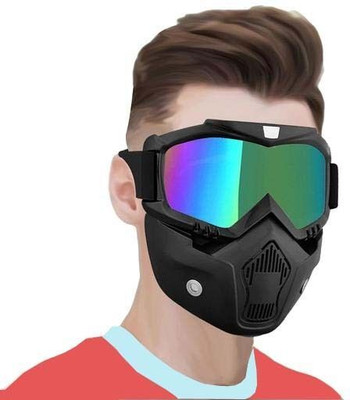 KGMZONE Bike Scoter Motorcycle Protective Goggles Bike Face Mask (Rainbow Glass)-kz111 AMI- Bike Scoter Motorcycle Protective Goggles Bike Face Mask (Rainbow Glass) Power Tool  Safety Goggle(Free-size)