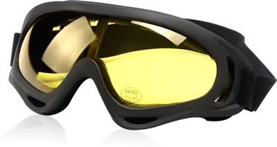 BRXR Yellow Anti-UV Eyewear Helmet Goggles for ATV/Dirt Bike | Unisex Outdoor Riding & Power Tool Safety Goggle | Dustproof, Windproof | Pack of 1 Power Tool  Safety Goggle(Free-size)