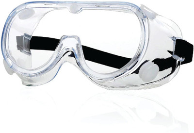 Spotview Chemical Protection Safety Goggles | Adjustable Strap | Minimum Lens Fogging Pack of 1 | Transparent Laboratory  Safety Goggle(Free-size)