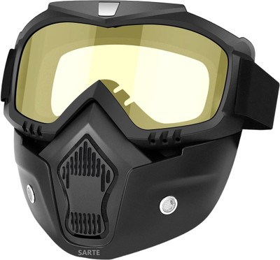 KAVORA Goggle Mask Anti Scratch UV Protective Open Face & Eyewear Windproof Adjustable Party Mask(Yellow, Pack of 1)