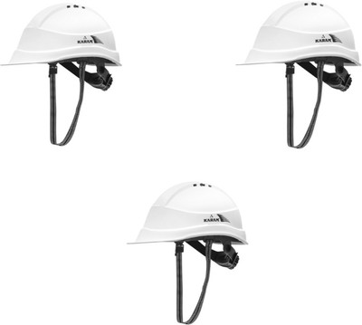 Karam PN 542 Super-White Safety Helmet with Adjustable Chin Strap & Rachet Type Adjustment Pack of 3 Construction Helmet(Size - Regular)