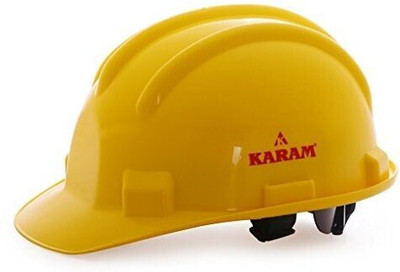 Karam PN521 Yellow Safety Helmet with Adjustable Chin Strap & Rachet Type Adjustment Construction Helmet(Size - Free)