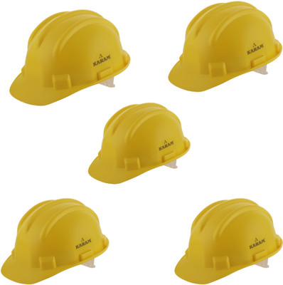 Karam PN 501 (Yellow) Safety Helmet with Adjustable Chin Strap & Manual Type Adjustment Pack of 5 Construction Helmet(Size - Regular)