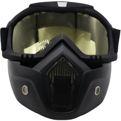 Olsic ® Motorcycle Yellow Dust Proof Mask Cycling Bike Full Face Shield Windproof MTB. Windproof Dirt Shield With Soft Foam Padded Detachable Safety Goggle2 Safety Visor(Size - Free-size)