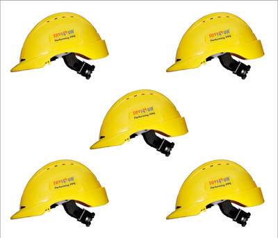 SAVIOUR Performing Ppe HPSAV-FR-SS1-Y-5 Sure Safety Saviour Freedom Helmet With Ratchet HDPE Type Construction Construction Helmet(Size - Free)