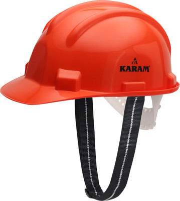 Karam PN 501 Orange Safety Helmet with Manual Type Adjustment Construction Helmet(Size - Regular)