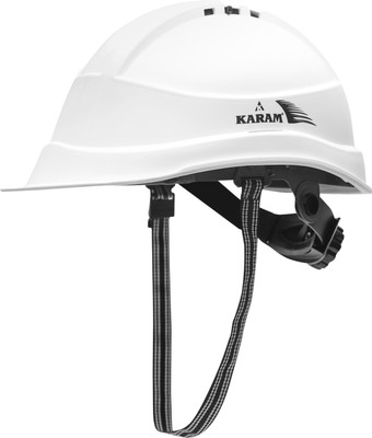 Karam PN 542 Super White Safety Helmet with Adjustable Chin Strap & Rachet Type Adjustment Construction Helmet(Size - Regular)