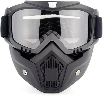 Olsic ® Motorcycle White Goggle Mask Fun Face Mask Full Face Mask Windproof Goggle4 Mask Goggles Bike Off-Road Racing Glasses Blowtorch Safety Goggle Safety Visor(Size - Free-size)