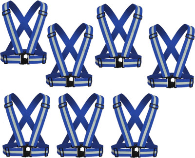 RBGIIT Reflective Adjustable Vest Belt Gear Stripe Running Safety Jacket Outdoor Gear Safety Jacket(Blue)