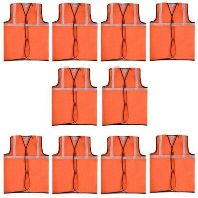 foot trends Safety Jacket For Mens Safety Jacket(Orange 10 Pcs)