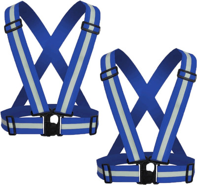 RBGIIT Safety Reflective Jacket Night Cycling Reflector Strips Cross Vest Belt Safety Jacket(Blue)