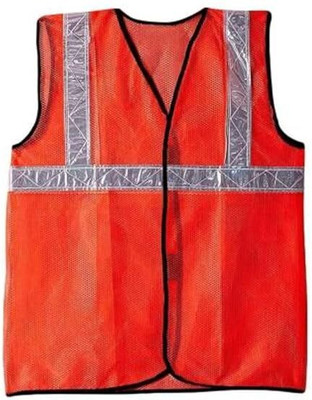 Conclood India Orange Reflective Safety Jacket Mesh Type With radium reflector 2 Inch Safety Jacket(RED)