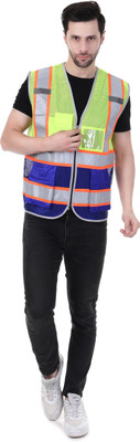 evion ES-032 Size-M Jacket Unisex Used For Police,Cycling For Ladies,Engineers,workers Safety Jacket(GREEN ROYALBLUE)