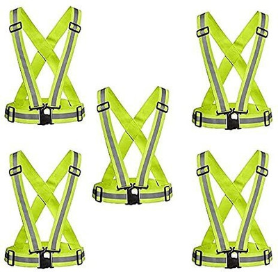HM EVOTEK High Visibility Protective Safety Reflective Vest Belt Jacket J-36 Safety Jacket(Green)