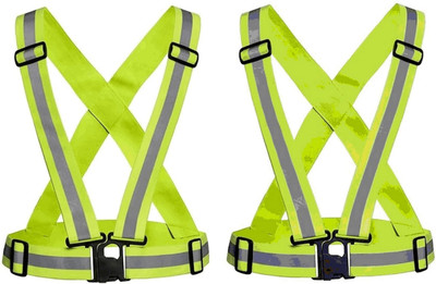 RBGIIT Reflective Jacket Night Cycling Reflector Strips Cross Industrial Vest Belt Safety Jacket(Green)