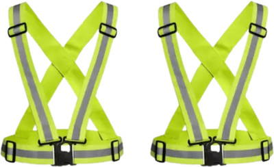 TOOLBUX Pack of 2 Reflective Vest for Outdoor Sports Safety Jacket(Green)