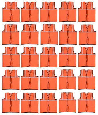 ETSHandPro Polyster Fabric V Neck Reflective Traffic, Sports, Construction Site Safety Jacket(OrangePack25)