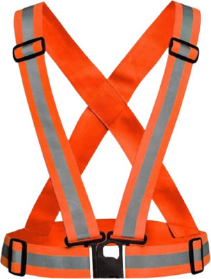 KBA Brothers High Visibility Protective Safety Reflective Jacket Vest Belt Orange Color Safety Jacket(Orange)