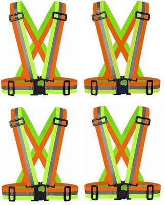 RBGIIT Safety Reflective Jacket Night Cycling Reflector Strips Cross Protective Belt M4 Safety Jacket(Multi)