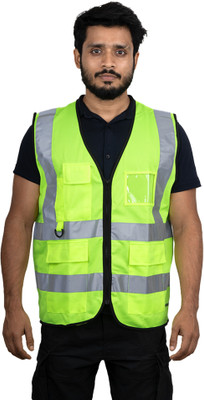 Mallcom PROCLO 71 Reflective Lightweight Hi-Vis Safety Jacket (Green,2 inch,Extra Small) Safety Jacket(Green)
