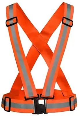 Q8 Twinkle Protective Safety Reflective Vest Belt|Night Cycling Reflector Strips|Cross Belt Safety Jacket(Orange)
