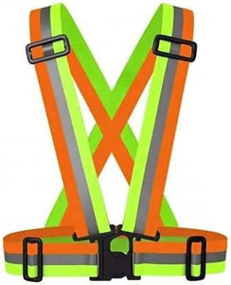 TreasureTree Highlight Reflective High Visibility Suspenders Safety Lightweight Straps Safety Jacket(Green Orange)