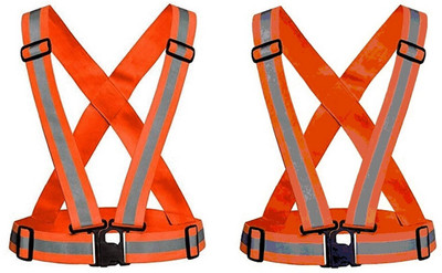RBGIIT Reflective Adjustable Vest Belt Gear Stripe Night Running Safety Jacket Safety Jacket(Orange)