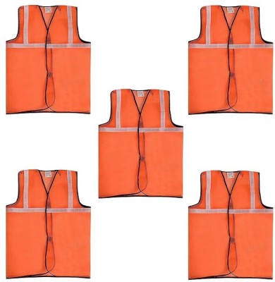 ETSHandPro Polyster Fabric V Neck Reflective Traffic, Sports, Construction Site Safety Jacket(Orange)