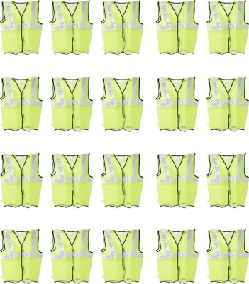 RAHUL PROFESSIONALS Safety Reflective Vest Belt Jacket Adjustable Vest (Pack Of 20) Safety Jacket(Green)