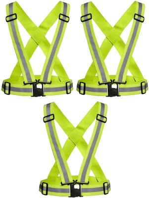 alisp Enterprises High Visibility Protective Safety Reflective Vest Belt Jacket Pack of 3 Safety Jacket(Green)