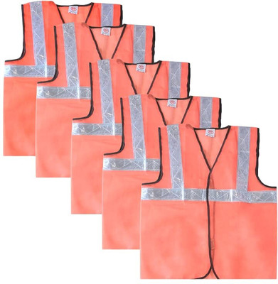 Breeze Shear Reflective Safety Jacket Pack of 10 Safety Jacket(Orange)