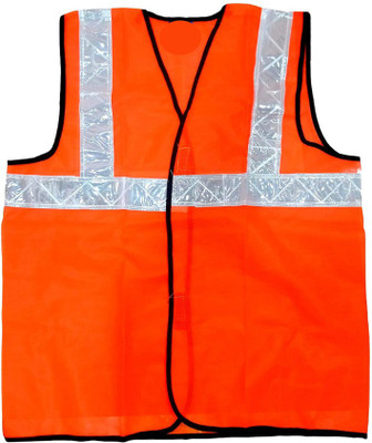 alisp Safety Reflective Jacket Adjustable Vest belts Pack Of 1 Safety Jacket(Orange)