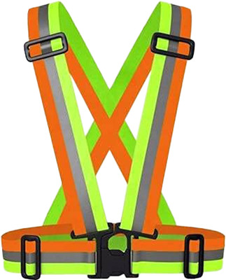 Spotview High Visibility Protective Safety Reflective Vest,Cross Belt Stripes Safety Jacket(MULTICOLOR)