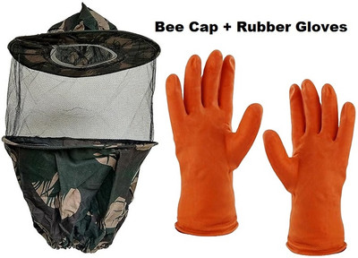 IISAFETY Honey Bee Cap Bee Veil, Bee Keeping Veil, Bee Protective Veil & Gloves Safety Jacket(Army Green, Orange)