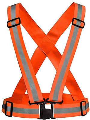 sicuro High Visibility Safety Elastic Belt , Night Cycling Reflector Strips Adjustable Safety Jacket(Orange)