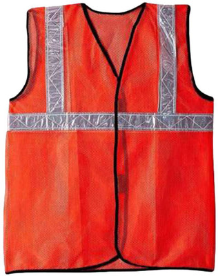 Sk world Reflective Waist Coat High Visibility Jacket Safety Jacket (orange)) Safety Jacket(orange)