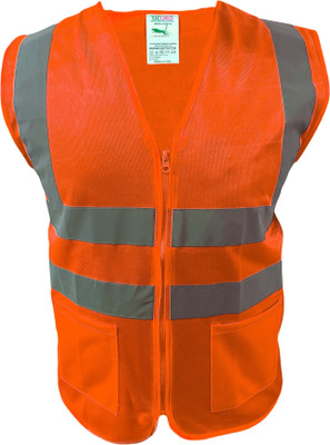 sicuro Cheetah Model Reflective jacket for road safety & construction Safety Jacket(Orange)