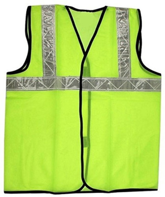 RAHUL PROFESSIONALS Reflective Jacket 360° Net Radium Type & Traffic Baton Light Combo Pack 1 Safety Jacket(Green, Green)