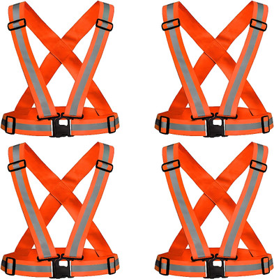 Donizard Reflective Adjustable Vest Belt Gear Stripe Night Running Safety Jacket Safety Jacket(ORANGE 4)