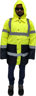 AIH TAHA SAFETY GL 05 PARKA Winter High Visibilty Cold Workwear Uniform Mens Safety Jacket(FLOR YELLOW/BLUE)