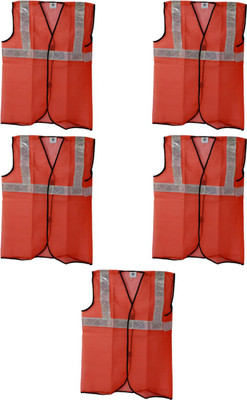 KBA Brothers Reflective Safety Jacket 360° Reflactive Net Radium Type Pack Of 5 Safety Jacket(Orange)