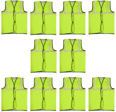 foot trends Safety Jacket For Mens Safety Jacket(P.Green 10 Pcs)