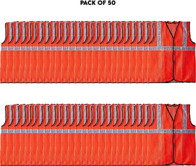 LXMI LAXMI Safety Jacket Orange Pack of 50 Safety Jacket(Orange)