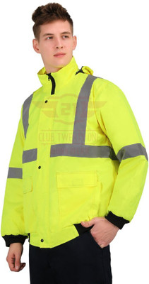 Club Twenty One Workwear Winter Shield Jacket for Men, Detachable Hood, Reflective Tapes Safety Jacket(Yellow)