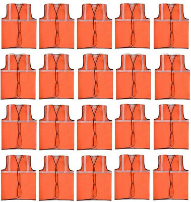 ETSHandPro Polyster Fabric V Neck Reflective Traffic, Sports, Construction Site Safety Jacket(OrangePack20)