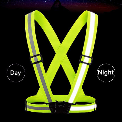 RBGIIT G-Night Cycling Reflector Strips Cross Belt Stripes Adjustable Orange360 degree Safety Jacket(Green)