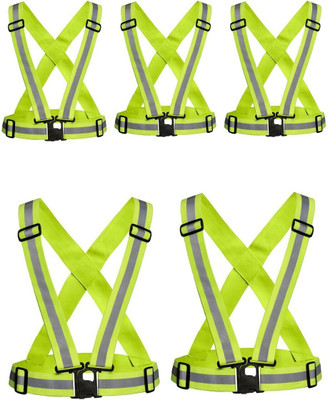 RAHUL PROFESSIONALS Reflective Vest Belt Jacket, Cross Belt Stripes Pack of 5 Safety Jacket(Green)