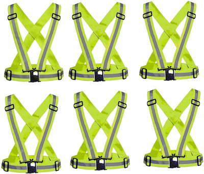 RBGIIT Reflective Strap Safety Vest Gear for Women Men Adjustable Lightweight Jacket G6 Safety Jacket(Green)